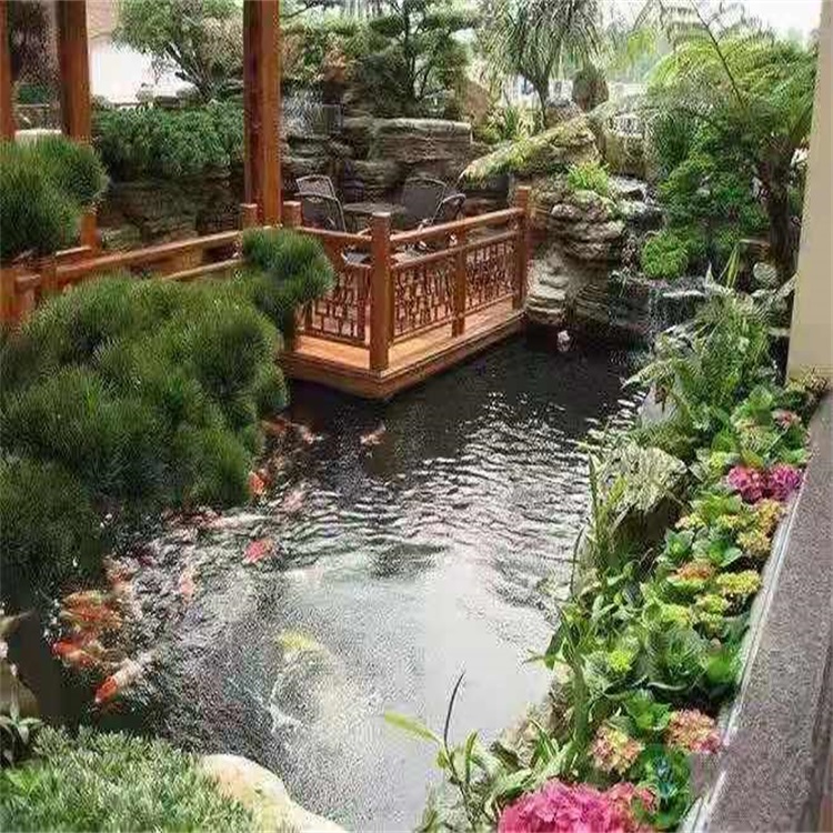 青岛大型庭院假山鱼池景观设计